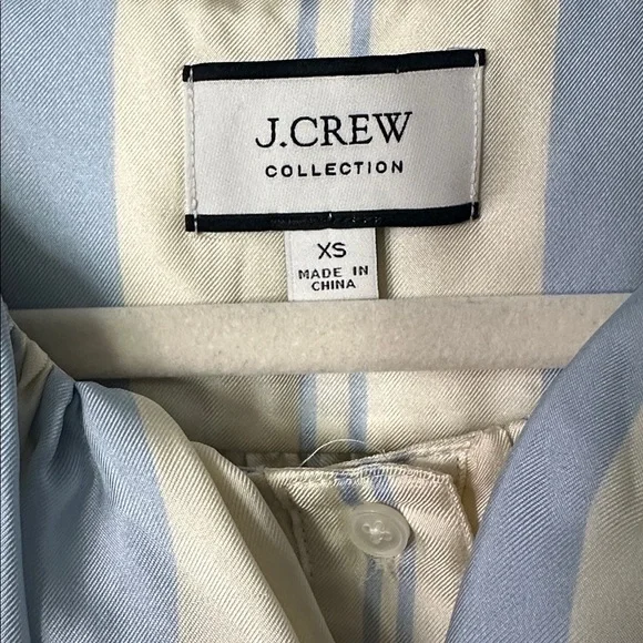 J. Crew collection silk ruffle blouse Blue and Cream - Picture 3 of 7